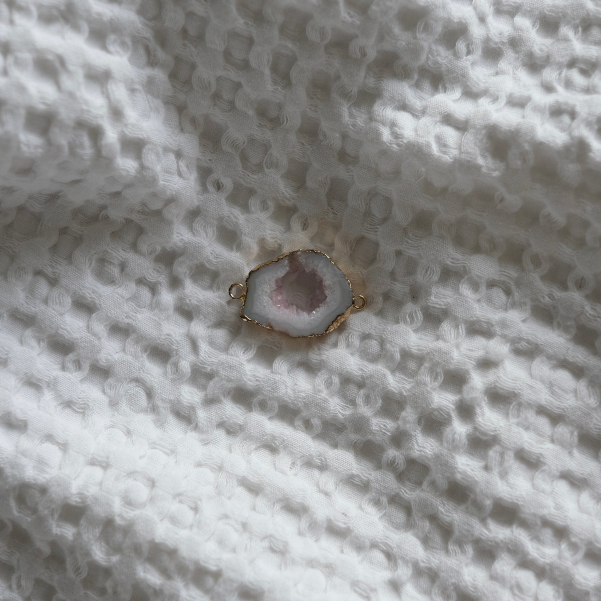 White & Pink Druzy Agate Slice Charm