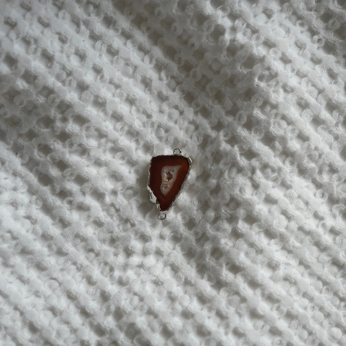 Amber Agate Slice Charm No. 3 (Silver)