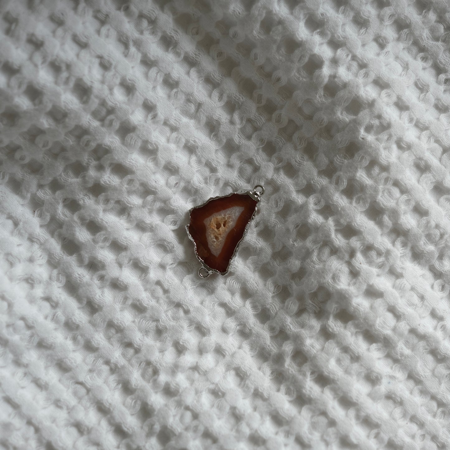 Amber Agate Slice Charm No. 5 (Silver)