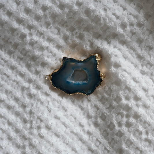 Blue Agate Slice Charm No. 3 (Gold)