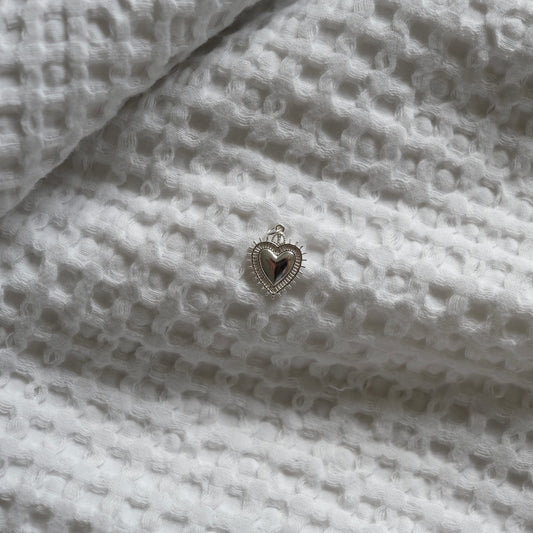 Silver Sunburst Heart Charm