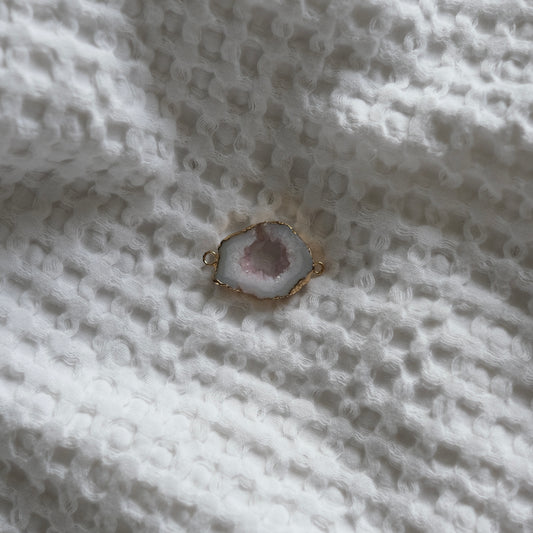 White & Pink Druzy Agate Slice Charm