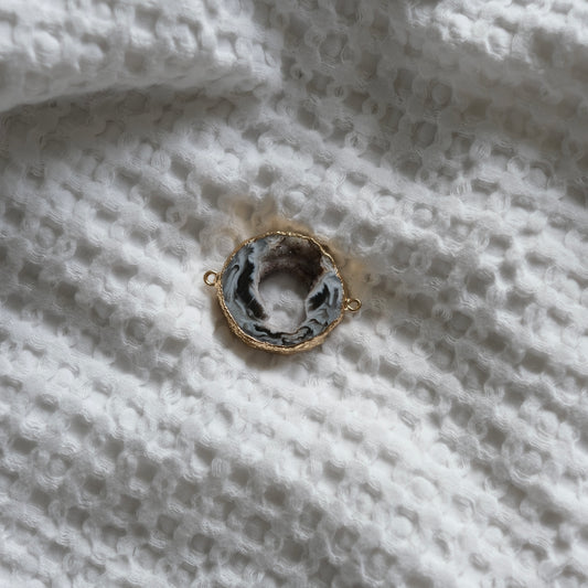 Black & White Donut Agate Slice Charm