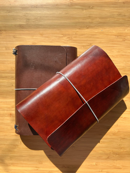 Hand-dyed Mahogany Everyday Leather Trifold (A5) - Ready to Ship