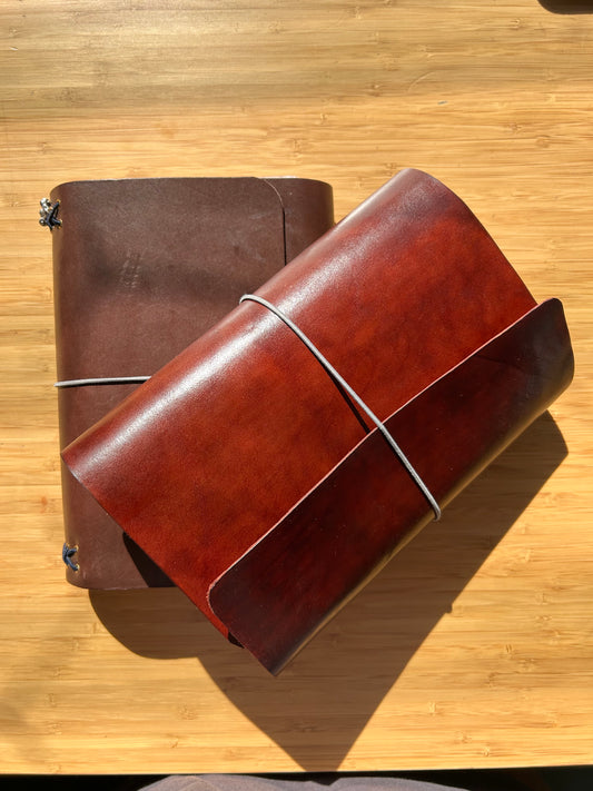 Hand-dyed Mahogany Everyday Leather Trifold (A5) - Ready to Ship