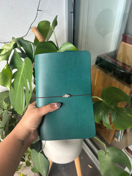 Aqua Field Leather Trifold (A6)