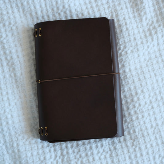 Everyday A5 Leather Trifold in Dark Brown - Ready to Ship
