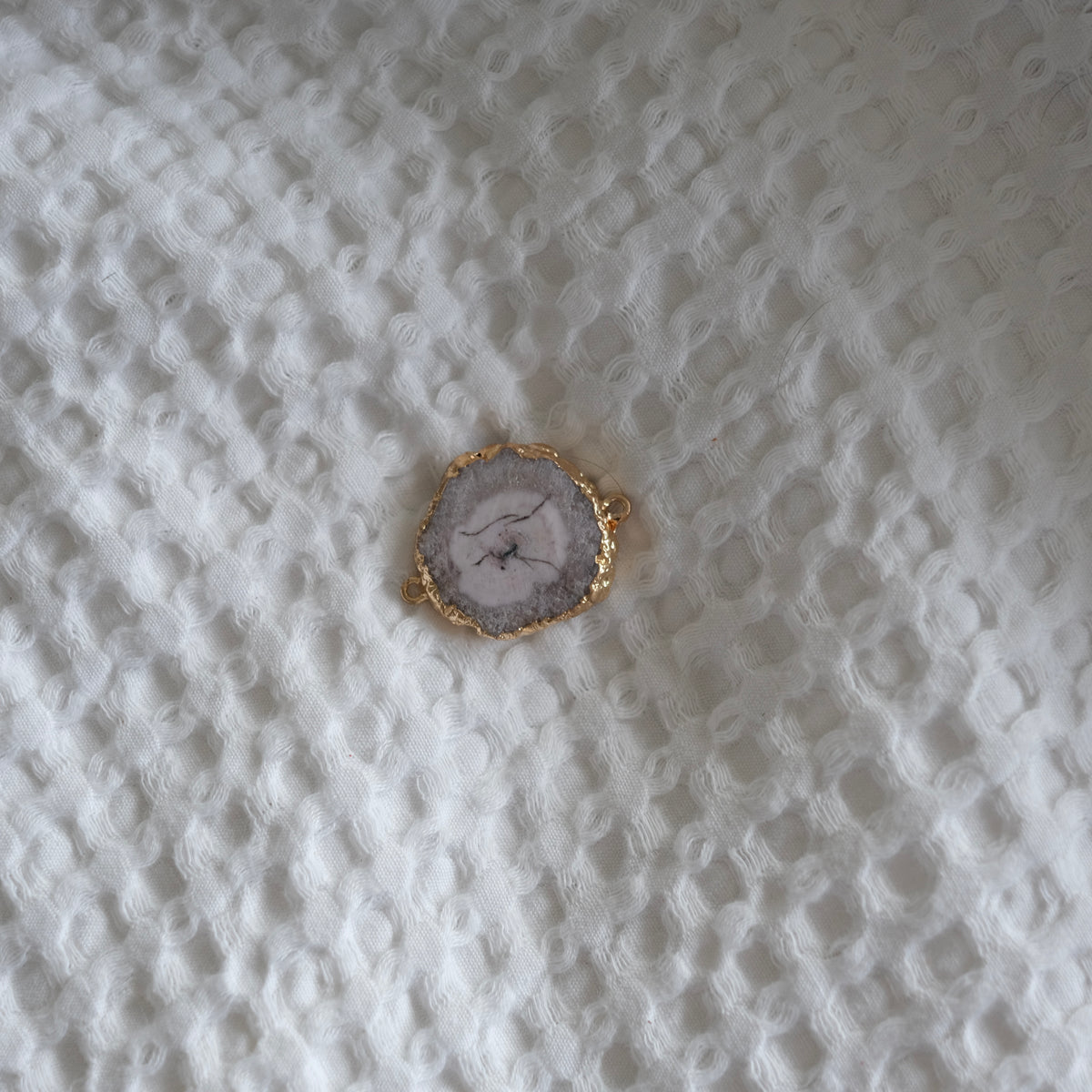 Grey White Agate Connector Charm