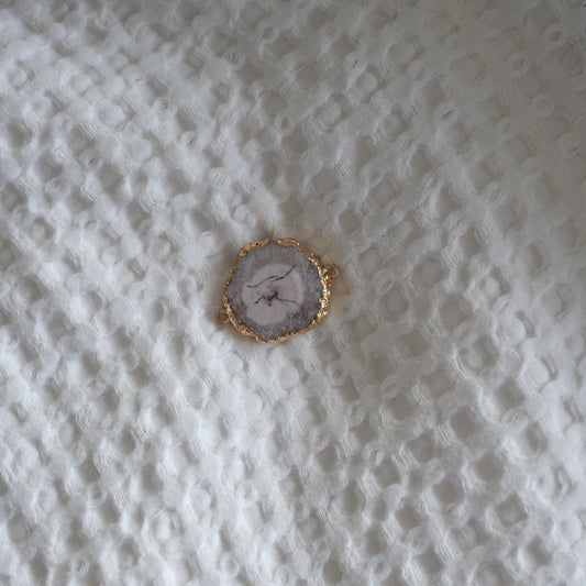 Grey White Agate Connector Charm